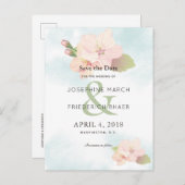 Cherry Blossom Waterverf Save the Date Briefkaart (Voorkant / Achterkant)