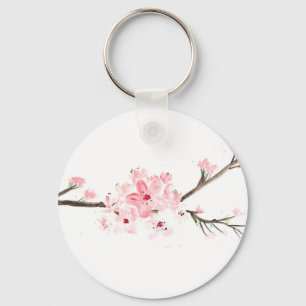 Cherry blossom waterverf sleutelhanger