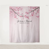 Cherry Blossom Waterverf Spring Wedding Achtergron Wandkleed (Voorkant)