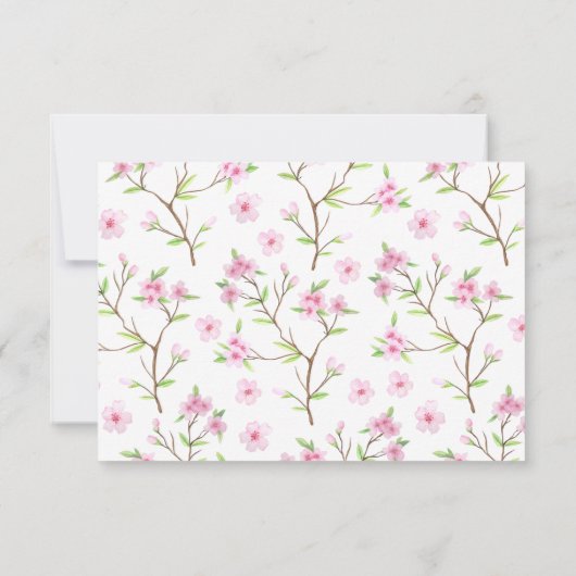 Cherry Blossom Waterverf Weddenschap Hartelijk dan Bedankkaart (Achterkant)