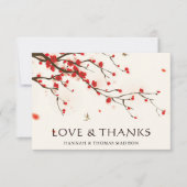 Cherry Blossom Waterverf Weddenschap Hartelijk dan Kaart (Voorkant)