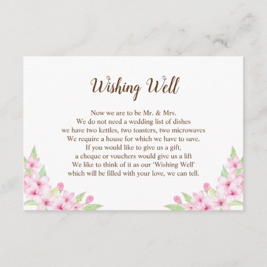 Cherry Blossom Waterverf Wedding Gift Guide Kaart (Voorkant)