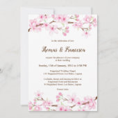 Cherry Blossom Waterverf Wedding Invitation Kaart (Voorkant)