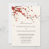 Cherry Blossom Waterverf Wedding Invitation Kaart (Voorkant)