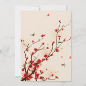 Cherry Blossom Waterverf Wedding Invitation Kaart (Achterkant)