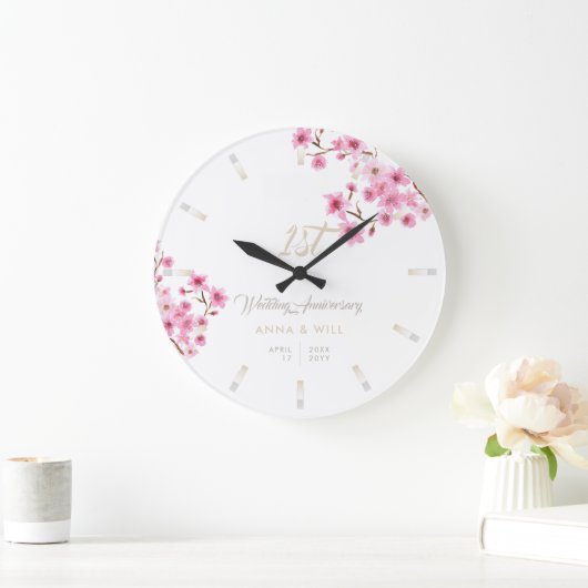 Cherry Blossom Waterverf Wedding Jubileum Grote Klok (Huis)