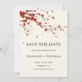 Cherry Blossom Waterverf Wedding Save the Date