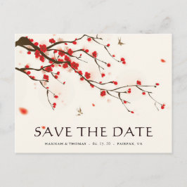 Cherry Blossom Waterverf Wedding Save the Date Aankondigingskaart