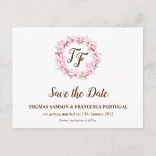 Cherry Blossom Waterverf Wedding Save the Date Kaart