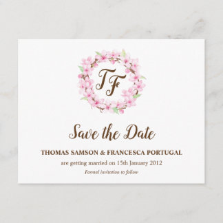 Cherry Blossom Waterverf Wedding Save the Date Kaart
