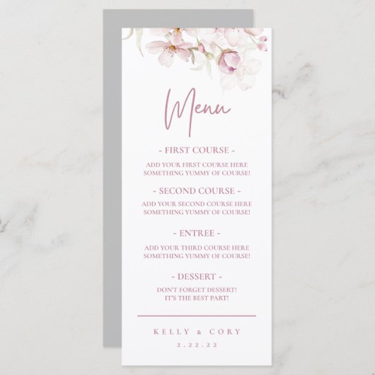 Cherry Blossom Weddenrenmenu (Voorkant / Achterkant)