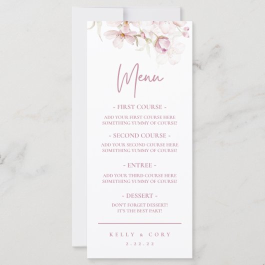 Cherry Blossom Weddenrenmenu (Voorkant)
