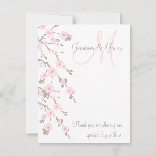 Cherry Blossom Weddenschap Hartelijk dank Bedankkaart (Achterkant)