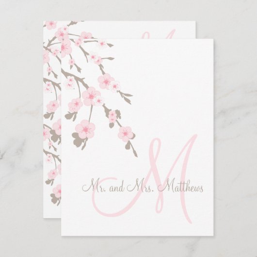 Cherry Blossom Weddenschap Hartelijk dank Bedankkaart (Voorkant / Achterkant)