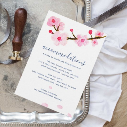 Cherry Blossom Wedding Accommodations Informatiekaartje