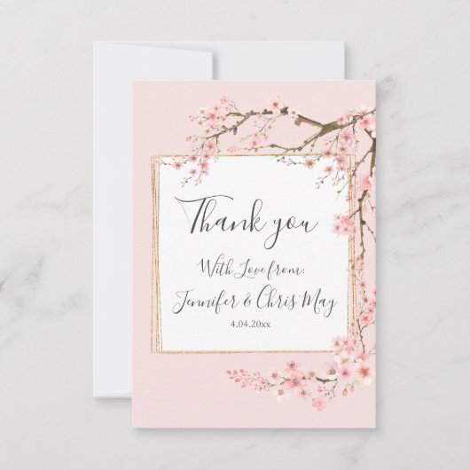 Cherry Blossom Wedding Bedankkaart (Voorkant)