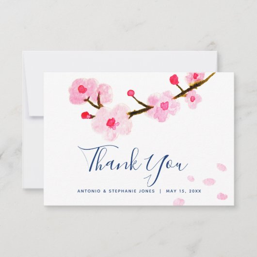 Cherry Blossom Wedding Bedankkaart (Voorkant)