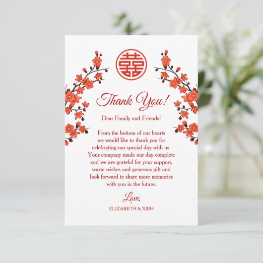 Cherry Blossom Wedding Bedankt (Staand voorkant)