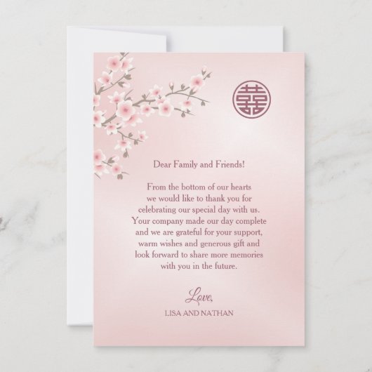 Cherry Blossom Wedding Bedankt (Achterkant)