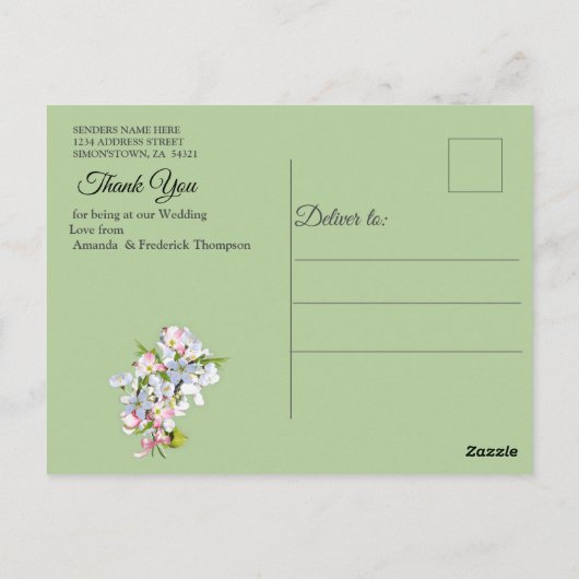 Cherry Blossom Wedding Briefkaart (Achterkant)