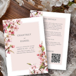 Cherry Blossom Wedding Details en Website Kaart