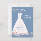 Cherry Blossom & Wedding Dress op Polka Backgroun Kaart (Voorkant)