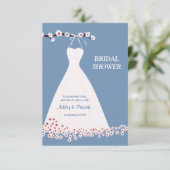 Cherry Blossom & Wedding Dress op Polka Backgroun Kaart (Staand voorkant)