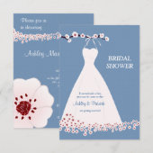 Cherry Blossom & Wedding Dress op Polka Backgroun Kaart (Voorkant / Achterkant)