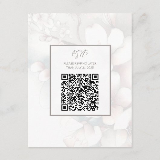 Cherry Blossom Wedding Enclosure Kaart met QR-code (Achterkant)