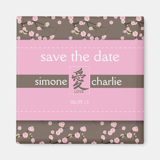 Cherry Blossom Wedding Favor Magnet (Voorkant)