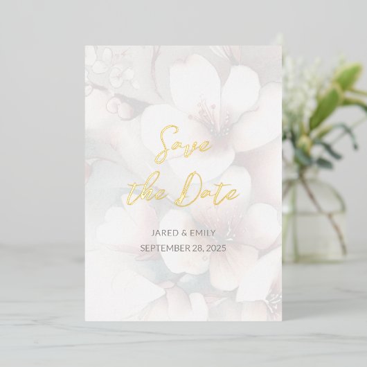 Cherry Blossom Wedding Folie Save the Date Uitnodiging (Staand Voorkant)