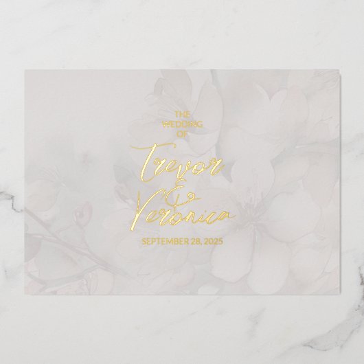 Cherry Blossom Wedding Folie Uitnodiging (Voorkant)