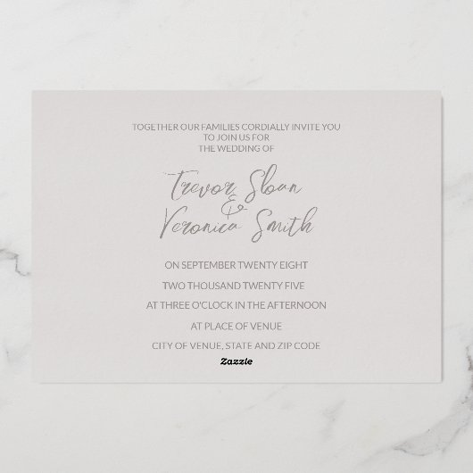 Cherry Blossom Wedding Folie Uitnodiging (Achterkant)