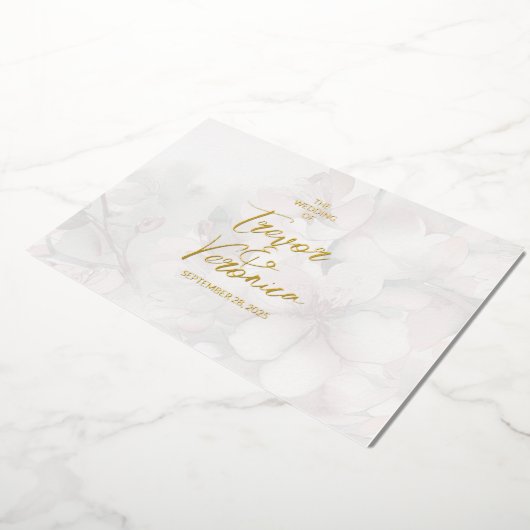 Cherry Blossom Wedding Folie Uitnodiging (Gedraaid)