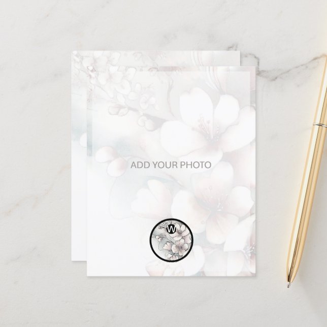 Cherry Blossom Wedding Fotoaankondiging QR-code (Voorkant / Achterkant in situ)