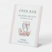 Cherry Blossom Wedding Funny Open Bar Reclamebord Met Voetstuk (Voorkant)