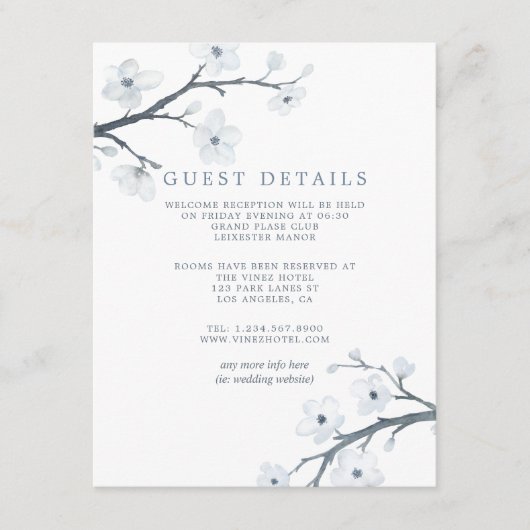 Cherry Blossom Wedding Guest Details Informatiekaartje (Voorkant)