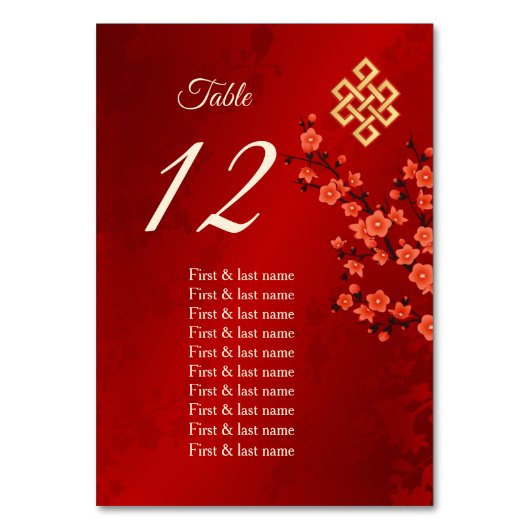 Cherry Blossom Wedding Guest Names Kaart (Voorkant)