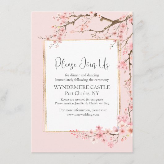 Cherry Blossom Wedding Informatiekaartje (Voorkant)