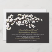 Cherry Blossom Wedding Invitation (ebony) Kaart (Voorkant)