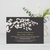 Cherry Blossom Wedding Invitation (ebony) Kaart (Staand voorkant)