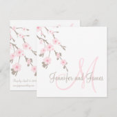 Cherry Blossom Wedding Invitation for Monogram Kaart (Voorkant / Achterkant)