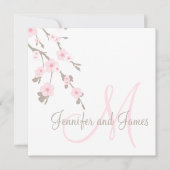 Cherry Blossom Wedding Invitation for Monogram Kaart (Voorkant)