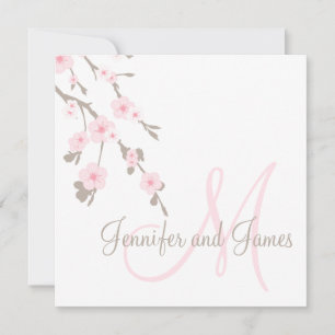 Cherry Blossom Wedding Invitation for Monogram Kaart