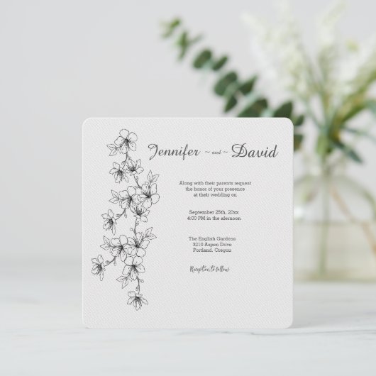 Cherry Blossom Wedding Invitation Kaart (Staand voorkant)