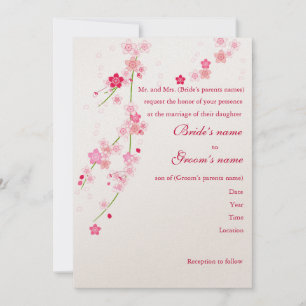 Cherry Blossom Wedding Invitation Kaart