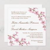 Cherry Blossom Wedding Invitation Kaart (Voorkant / Achterkant)