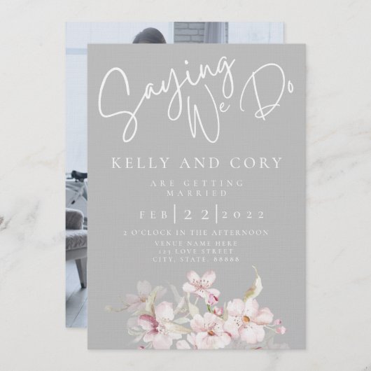 Cherry Blossom Wedding Invitation Kaart (Voorkant / Achterkant)
