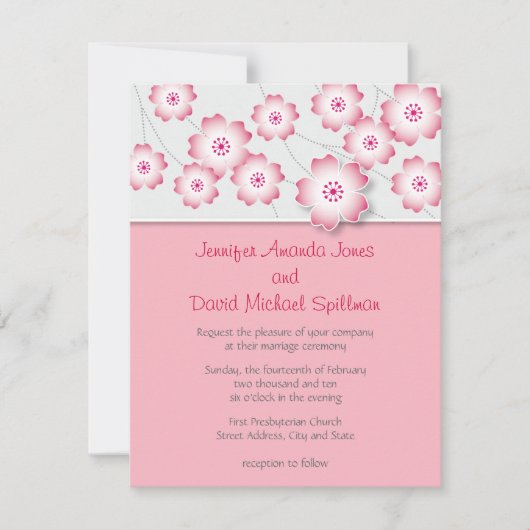 Cherry Blossom Wedding Invitation Kaart (Voorkant)