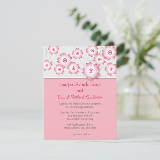 Cherry Blossom Wedding Invitation Kaart (Staand voorkant)